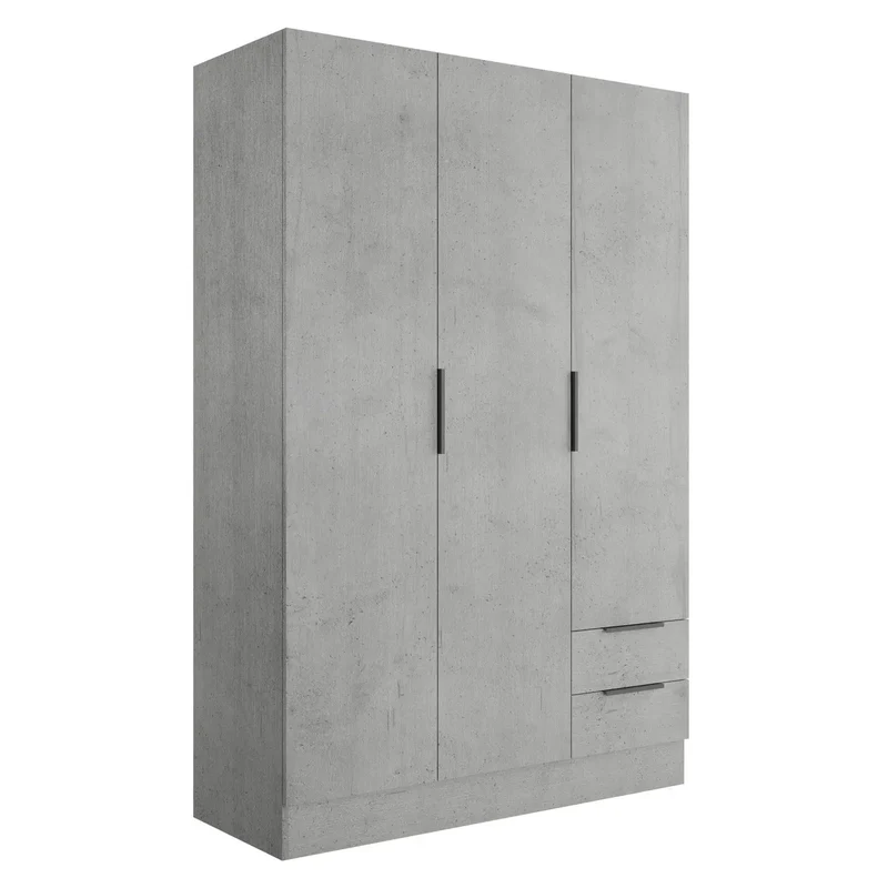 Armoire 3 portes + 2 tiroirs 120x50 cm béton