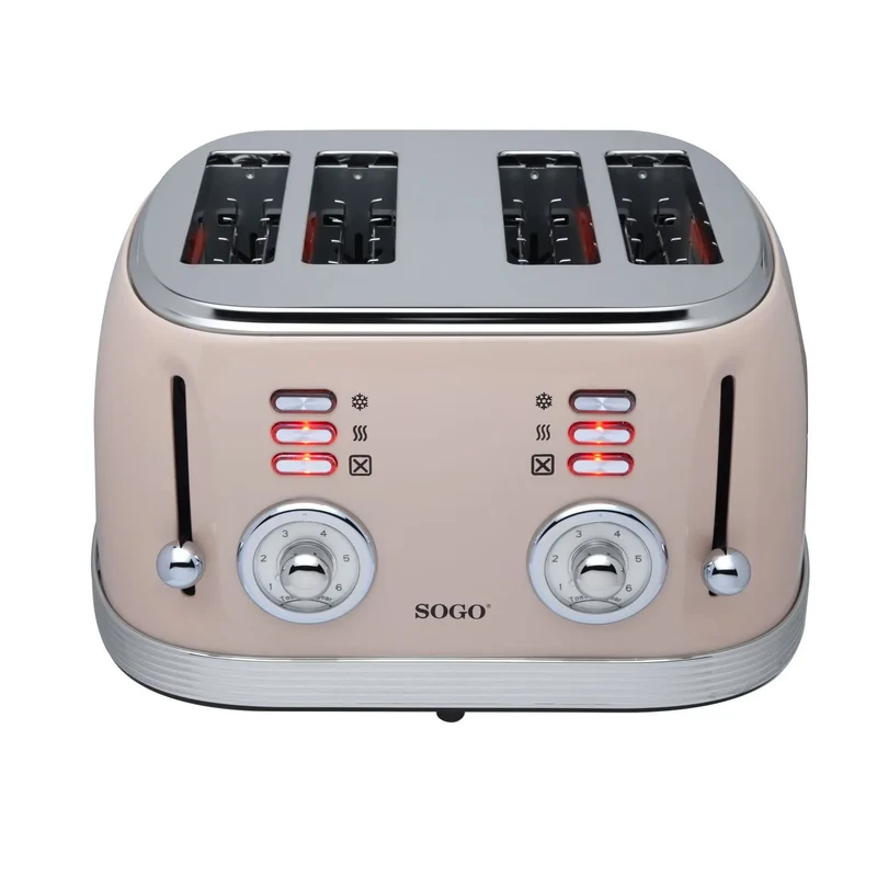 Grille-pain rétro beige 1500W 4 emplacements