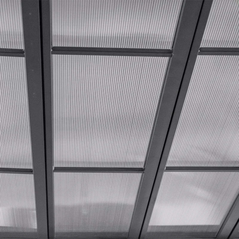 Tonnelle Belize 3,8 x 3 m anthracite avec toit ouvrant en aluminium