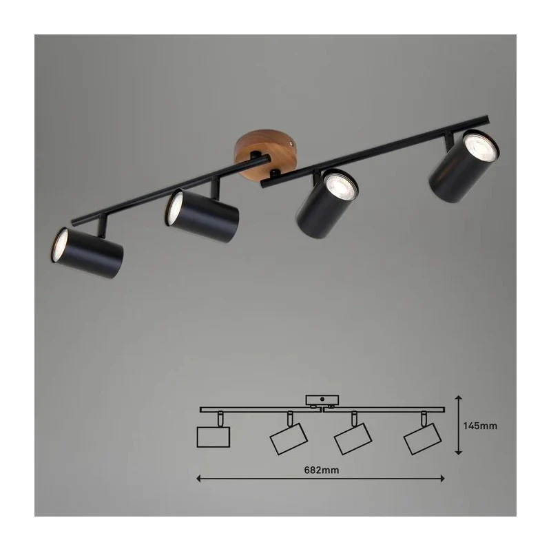 Muritz Spot Bar 4xGU10 68 cm noir/bois