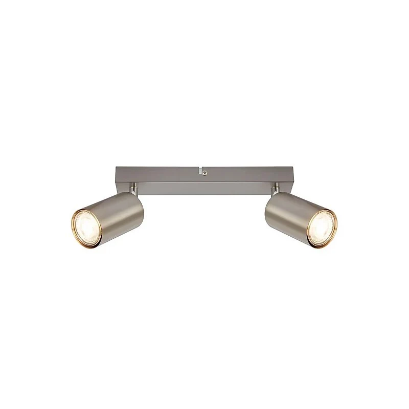 Spot de plafond orientable 2xGU10 nickel satiné 15,5 x 5,5 x 25,5 cm