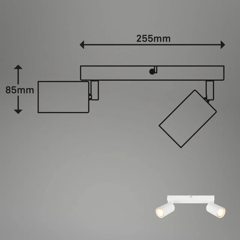 Spot de plafond orientable 2xGU10 blanc 15,5 x 5,5 x 25,5 cm