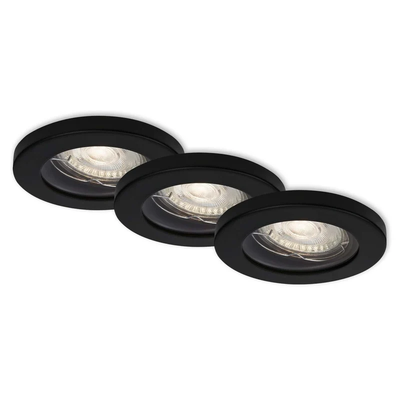 Lot de 3 spots encastrables noirs 85 mm