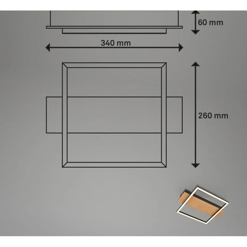 Plafonnier LED Kada 34x26 cm 14w 1400lm bois noir