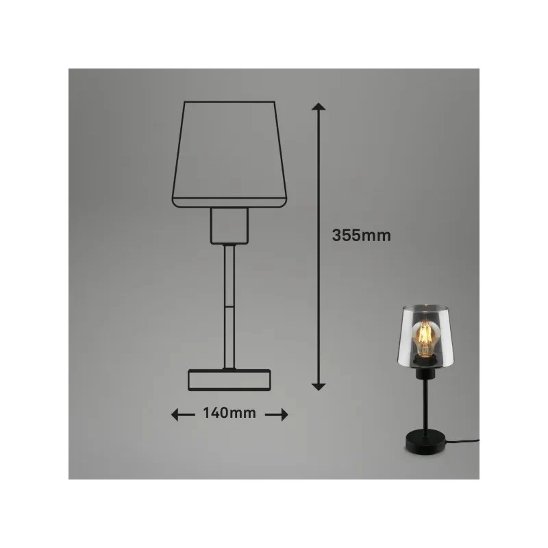 Lampe de table Smoke E27 Ø14x35,5 cm noire