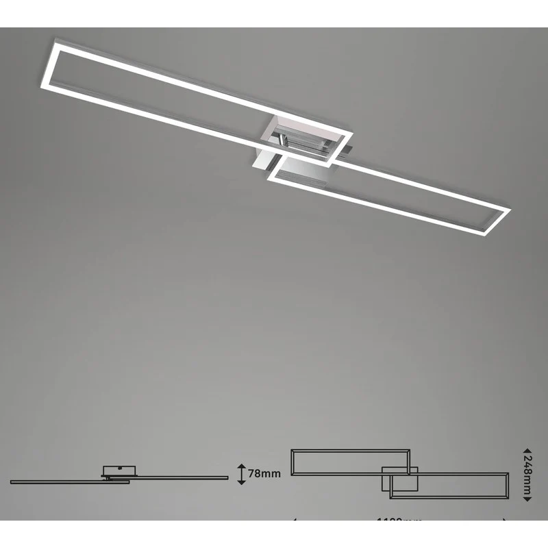 Briloner plafonnier applique cadre led 110 cm 40w 4400lm chrome