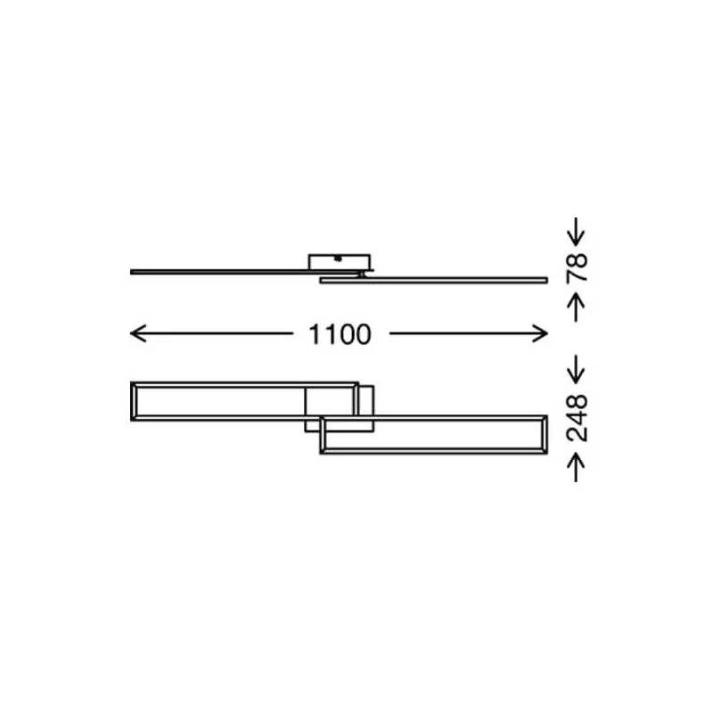Briloner plafonnier applique cadre led 110 cm 40w 4400lm chrome