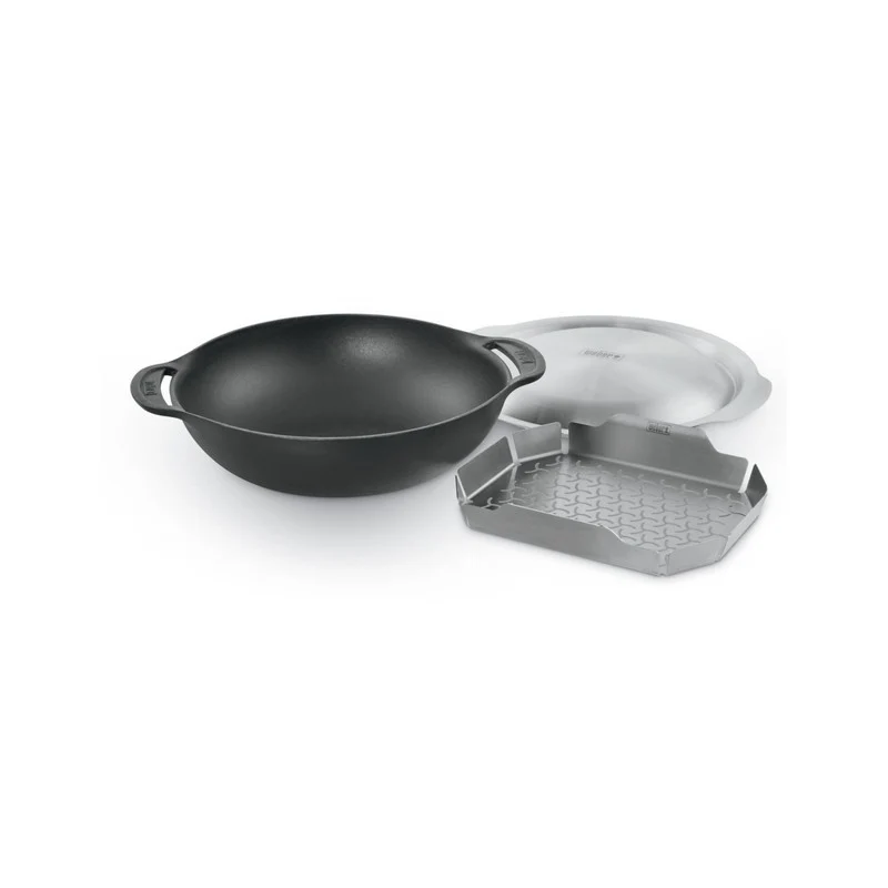 Wok en fonte Weber GBS avec couvercle et panier vapeur