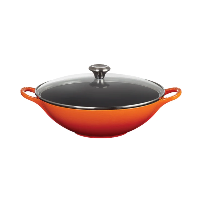 Wok en fonte avec couvercle Volcanique 4,8 L - Le Creuset