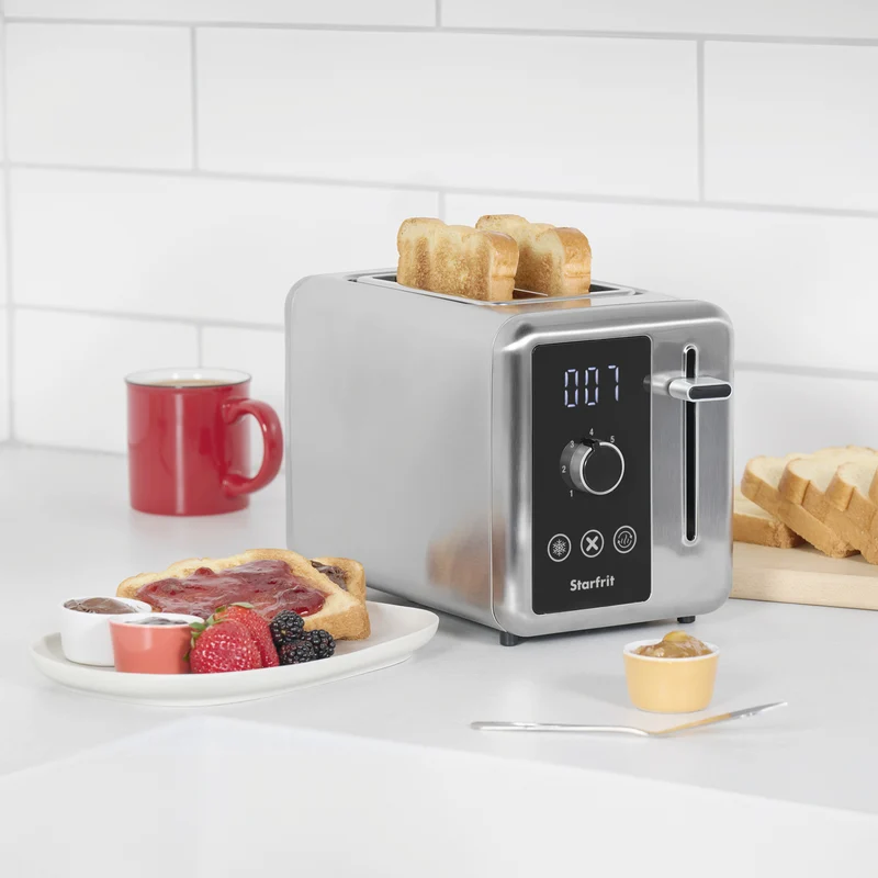 Grille-pain 2 tranches en acier inoxydable avec minuterie numérique – Starfrit