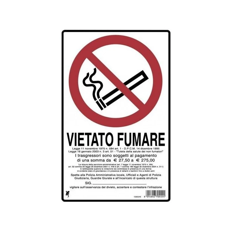 Panneau en plastique "interdiction de fumer" 30 x 20 cm