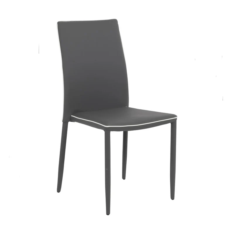 Chaise Nathalie en éco-cuir gris foncé 44x41x90 cm