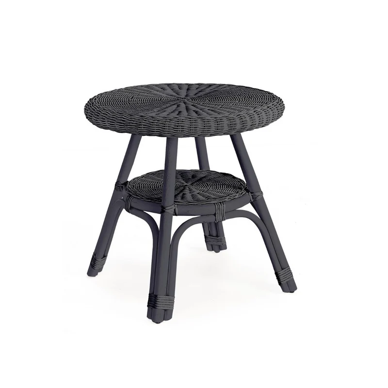 Table basse Bizzotto Allis minuit en rotin avec tressage d'osier Ø52x52h