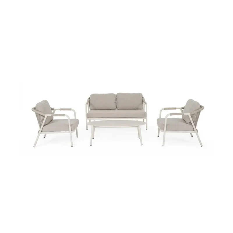 Salon de jardin Bizzotto Miravet Wall 4 places en aluminium avec table basse