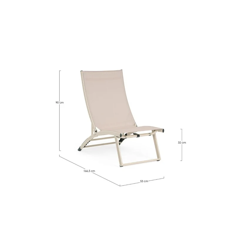 Chaise longue inclinable Bizzotto Taylor Whisper en aluminium et textilène 53 x 166,5 x 90 cm