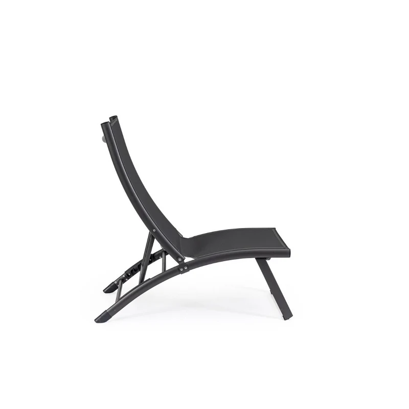 Fauteuil lounge inclinable gris Bizzotto Taylor en aluminium et textilène 53 x 166,5 x 90 cm