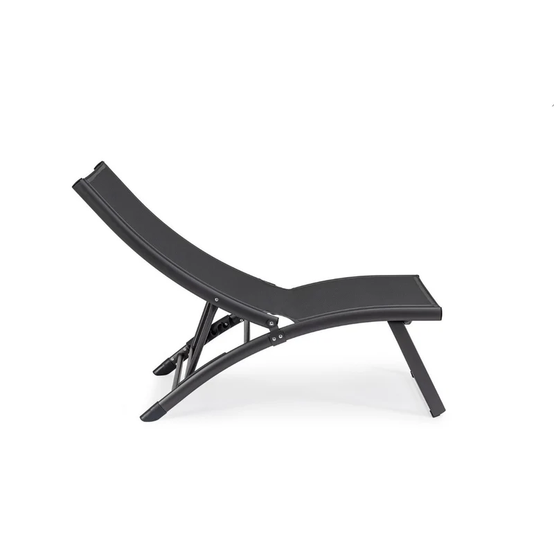 Fauteuil lounge inclinable gris Bizzotto Taylor en aluminium et textilène 53 x 166,5 x 90 cm