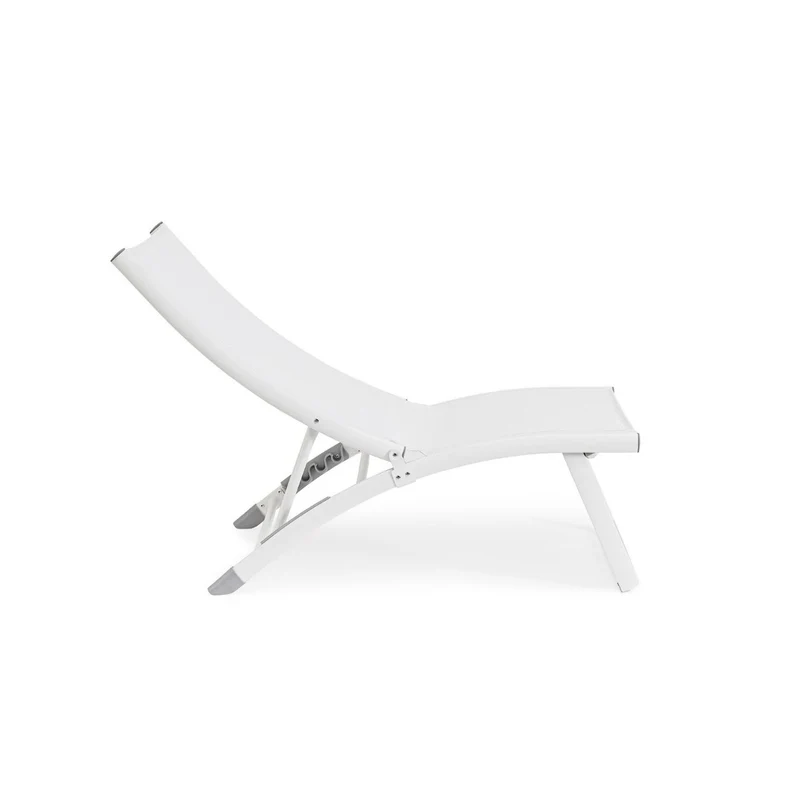 Fauteuil lounge inclinable blanc Bizzotto Taylor en aluminium et textilène 53 x 166,5 x 90 cm