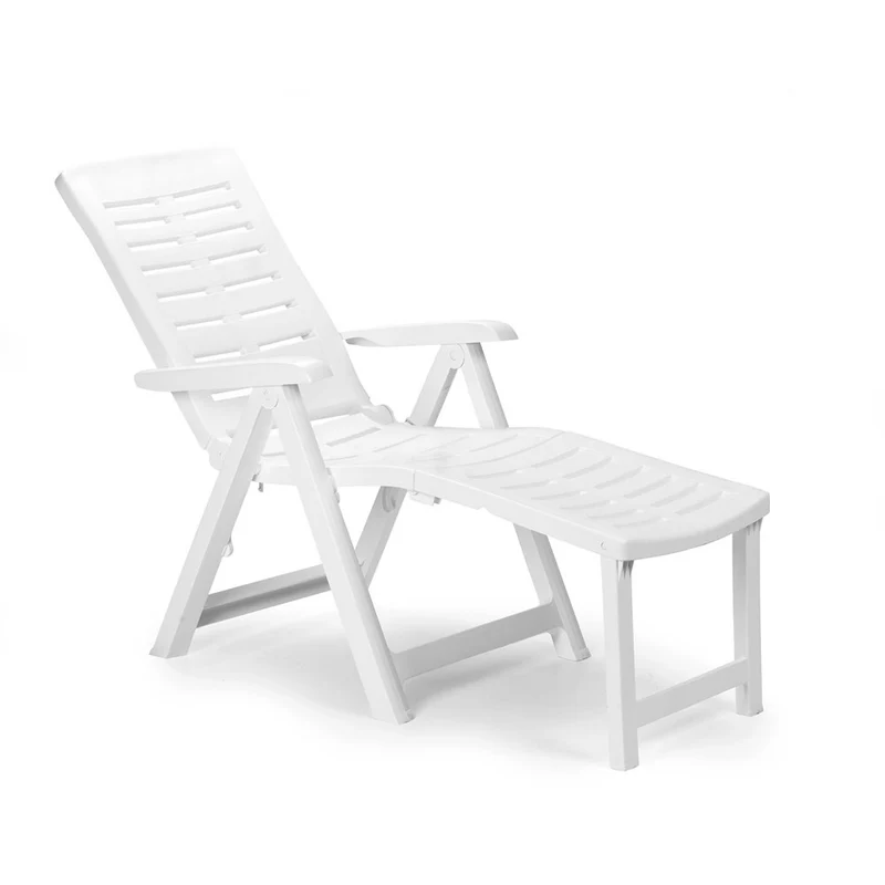 Fauteuil blanc pliant Arizona avec repose-pieds 60 x 108 x 109 cm