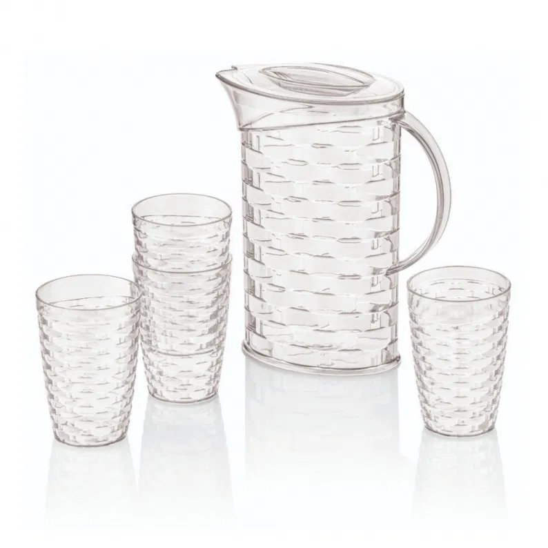 Carafe en plastique transparent 2L avec 4 verres de 430 ml