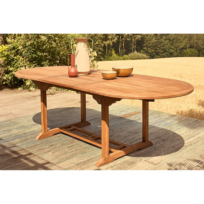 Table extensible Texas en eucalyptus 200-245-290 cm x 110 h