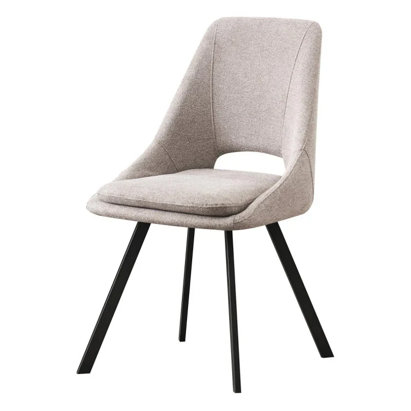 Chaise Miranda en tissu beige pieds métal noir 56x48x85 cm
