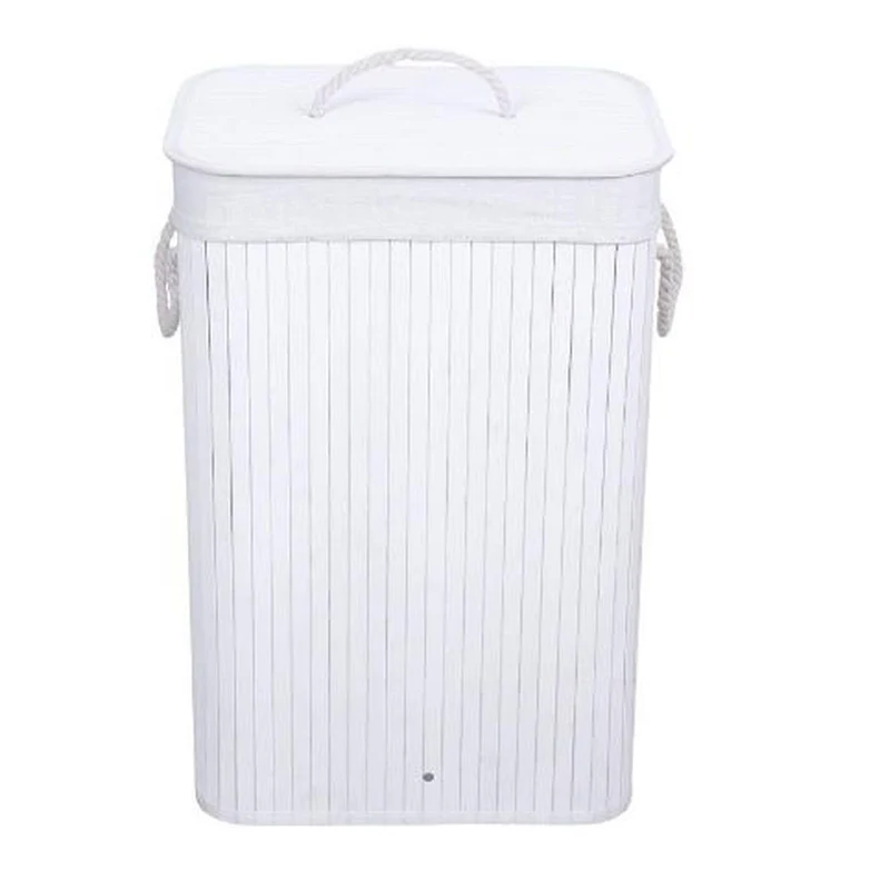 Panier à linge pliant en bambou 40x30x60 cm blanc