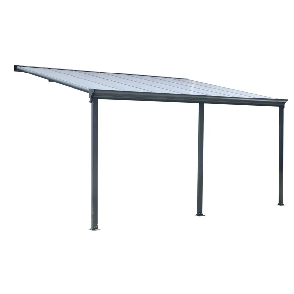 Auvent de pergola en aluminium gris 435 x 303 x 278 h cm