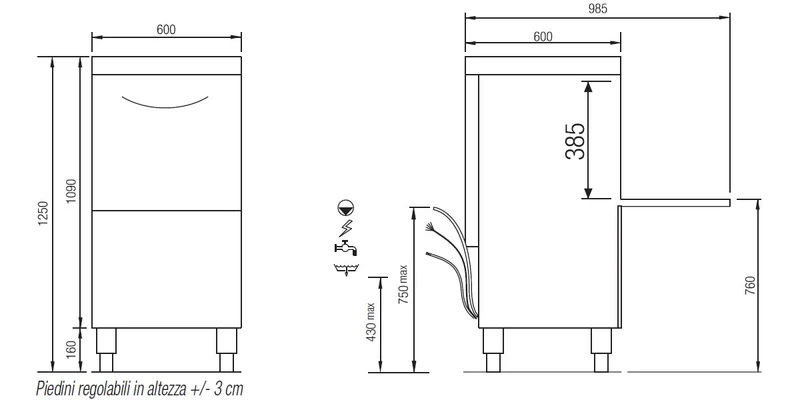 Elettrobar - Lave-vaisselle - Panier 500 x 500 mm - RIVER272V1