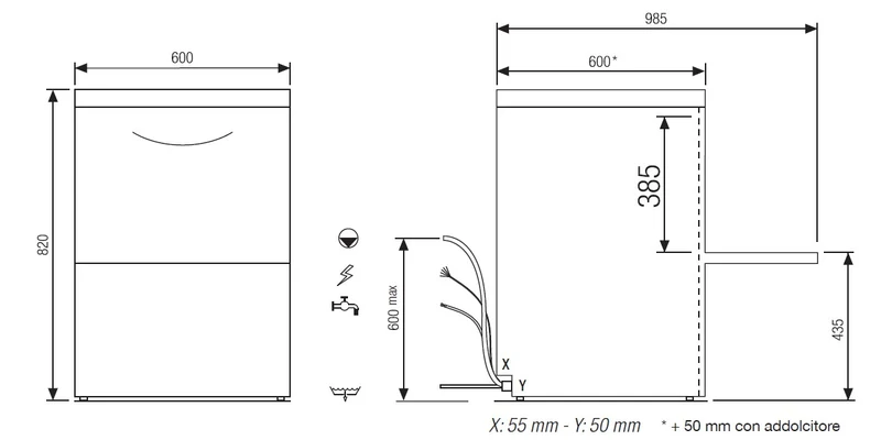 Elettrobar - RIVER - Lave-vaisselle - Panier 500 x 500 mm - RIVER262V1
