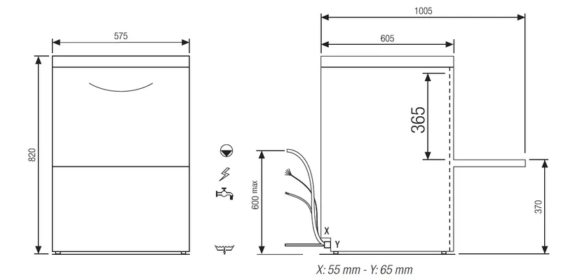 Elettrobar - FAST - Lave-vaisselle avec affichage digital - Panier 500 x 500 mm - FAST161DG