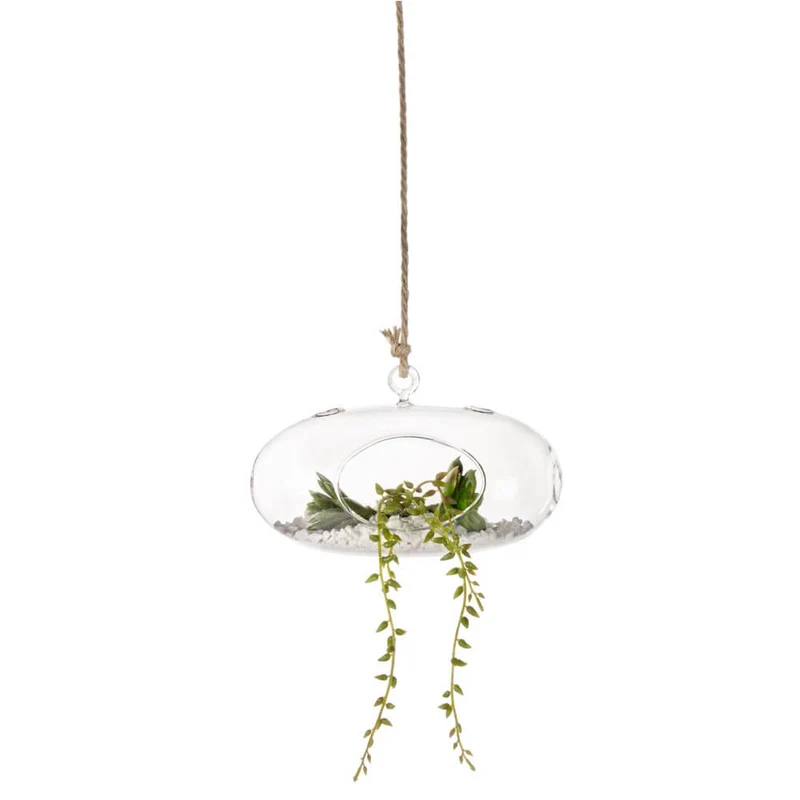Vase ovale en verre Bubble avec décoration