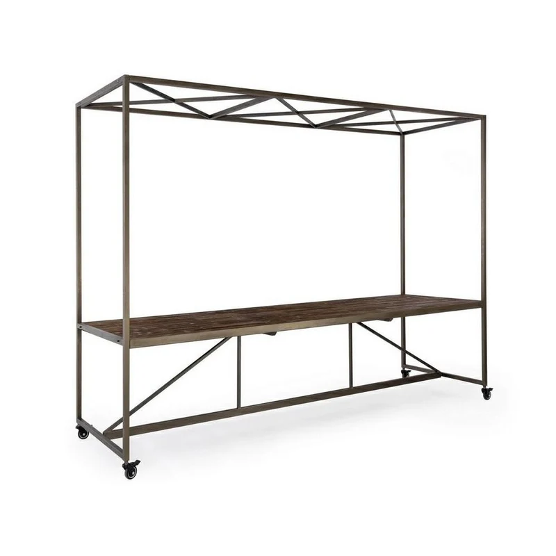 Table de présentation avec toit et roulettes 301,5x90x210h cm