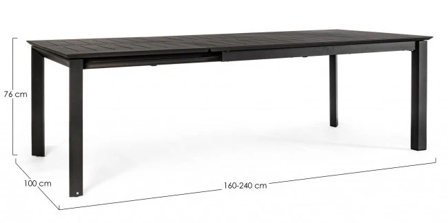 Table basse extensible Konnor anthracite m 160-240x100x76h