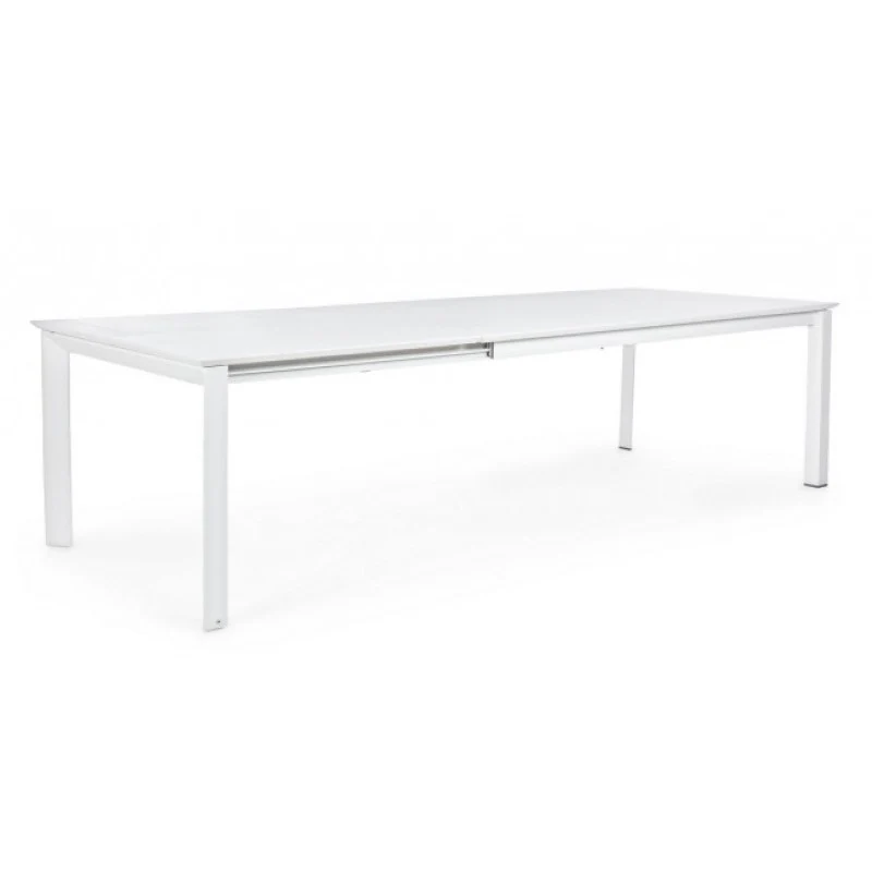 Table Konnor en aluminium blanc 200-300x110x76h cm