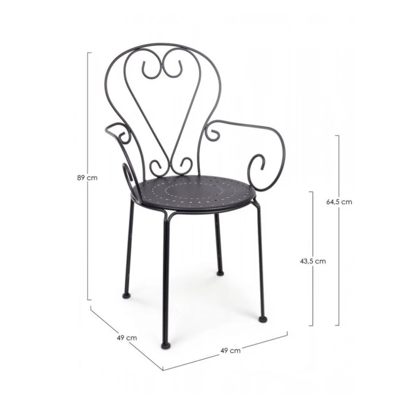 Chaise de jardin Etienne en acier 49x49xh89 cm