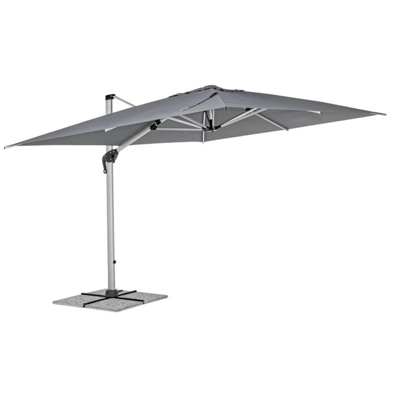 Parasol à bras en aluminium gris foncé Ines 3x4m