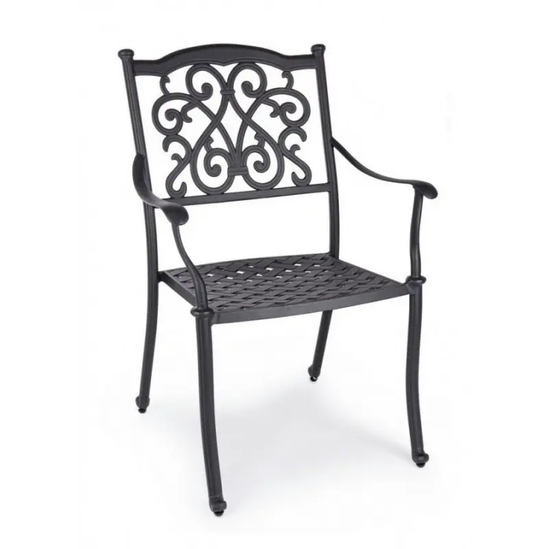 Lot de 4 chaises Ivrea en aluminium anthracite 65x60x92h cm