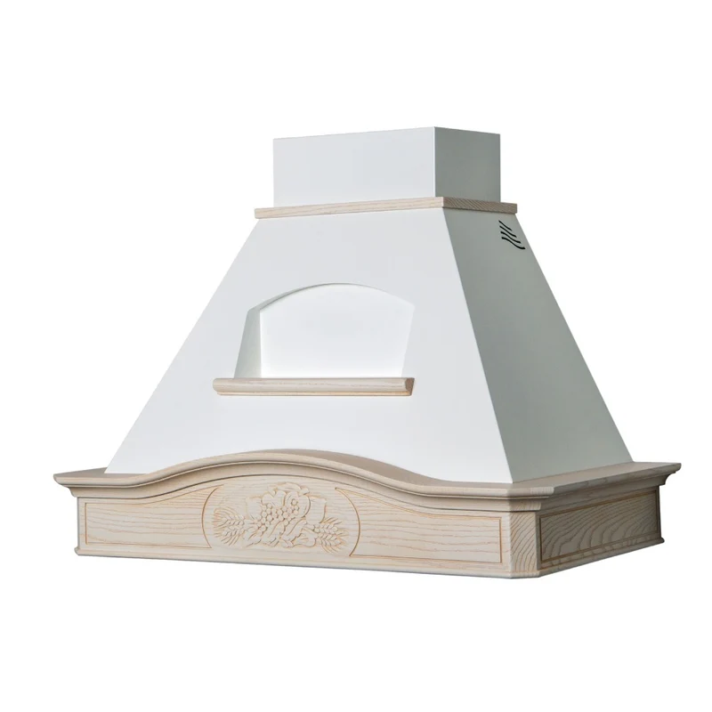 Hotte aspirante DESIRE/SOFIA en inox blanc et cadre en bois marqueté de 60 cm