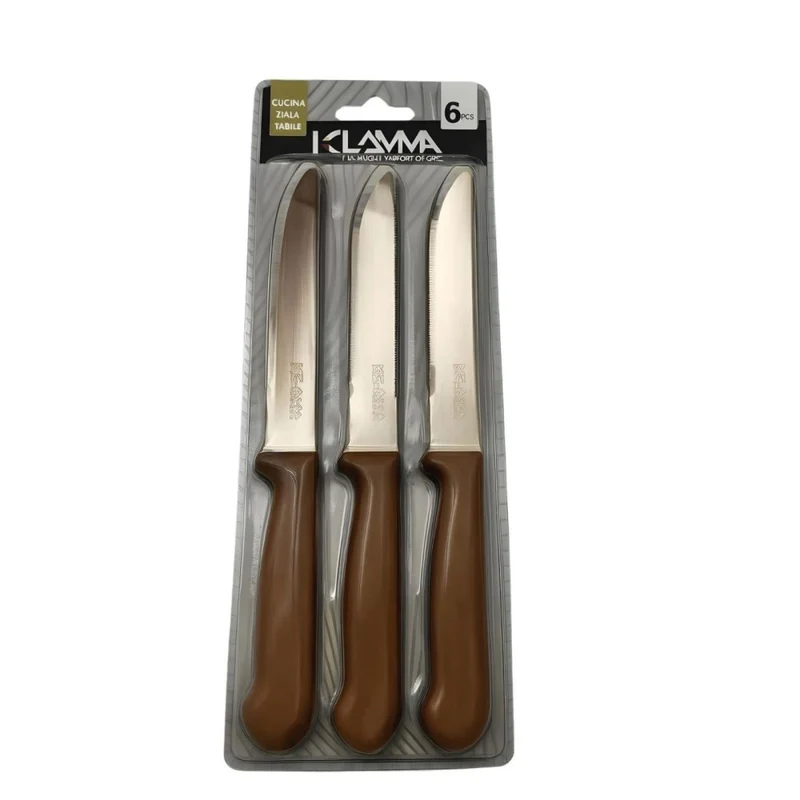 Coffret de 6 couteaux de table kelama deluxe marron