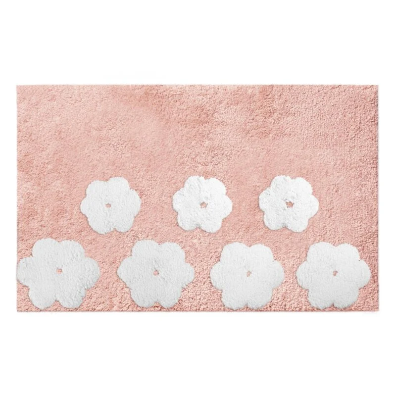 Tapis de salle de bain antidérapant fleurs roses 50x80 cm