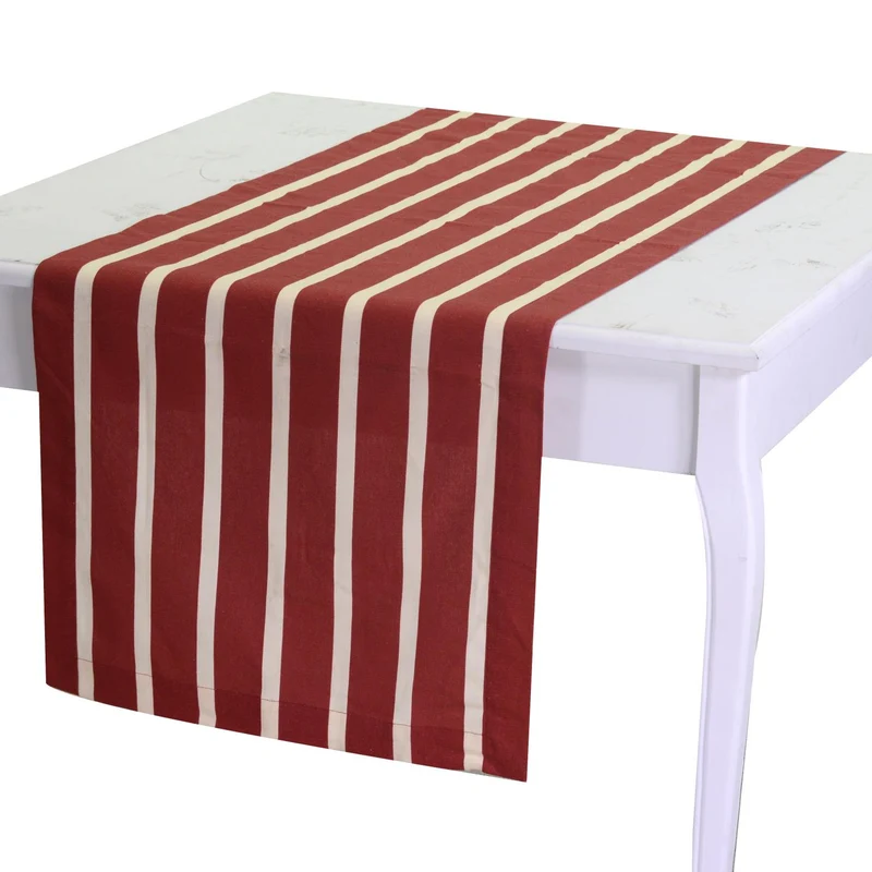 Tapis pop rayé bordeaux crème 50x150 cm