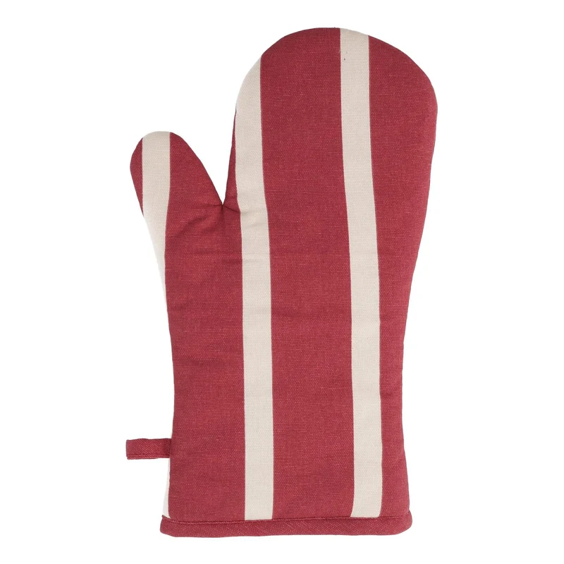 Gant de cuisine pop rayé bordeaux crème 18x32 cm