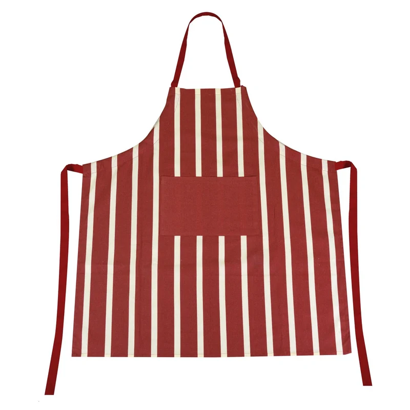 Tablier pop rayé bordeaux crème 80x90 cm