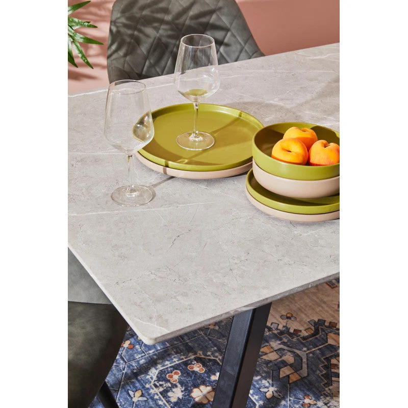Wilder XL table extensible pierre veinée gris/blanc 180-220x90x76 cm