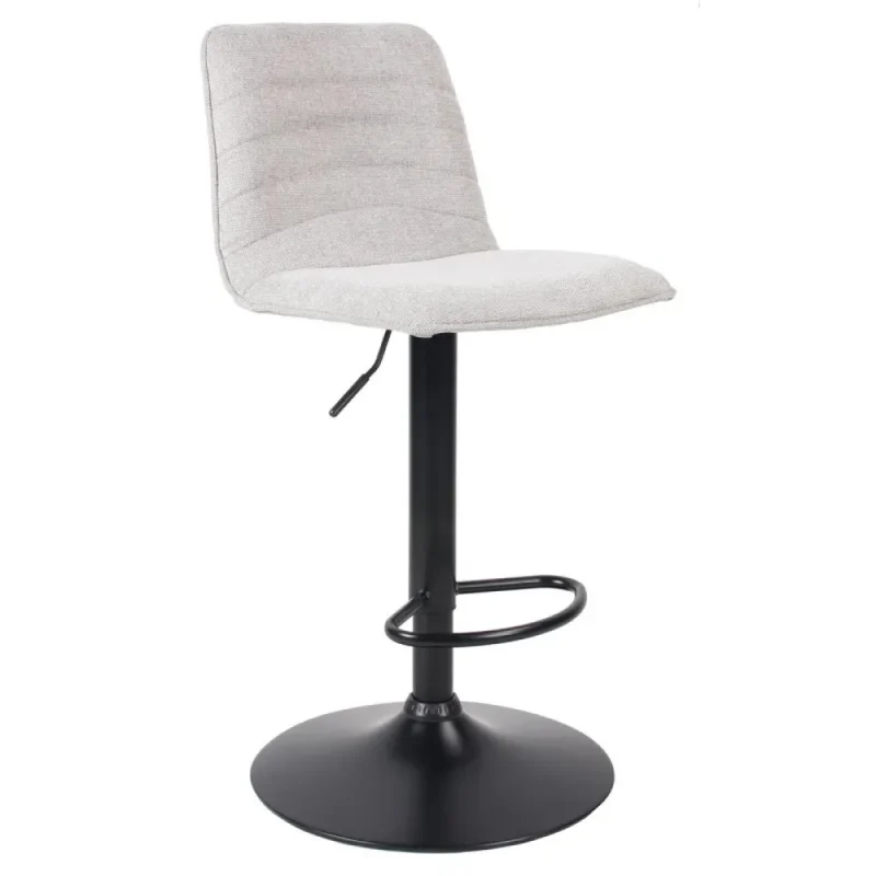 Tabouret Charlie en tissu tourterelle clair avec base noire