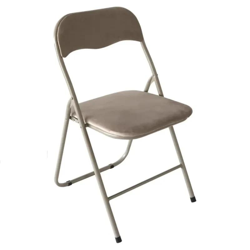 Chaise pliante Amanda en velours gris tourterelle