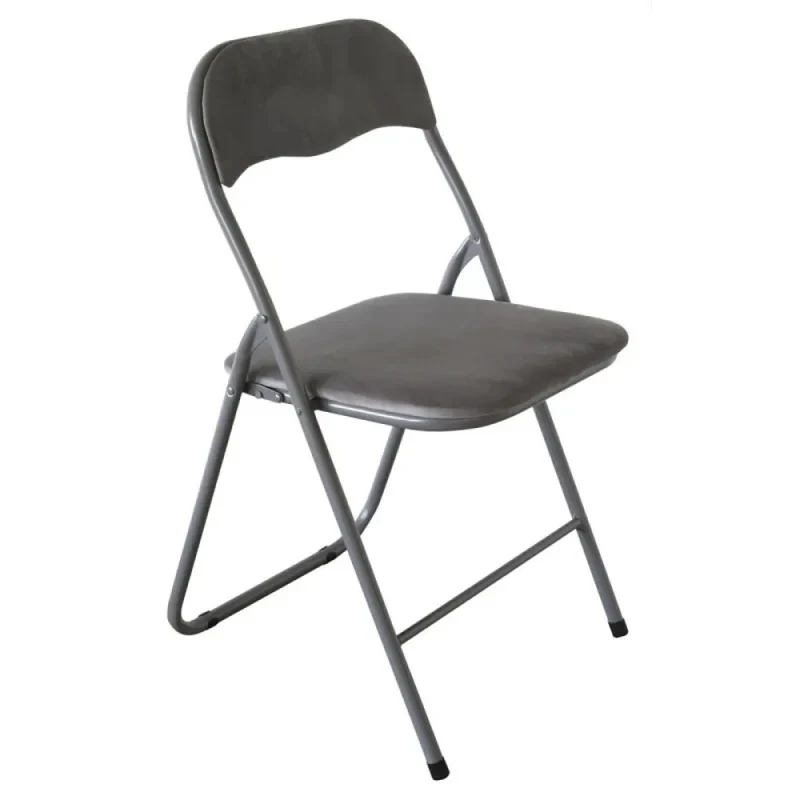 Chaise pliante Amanda en velours gris