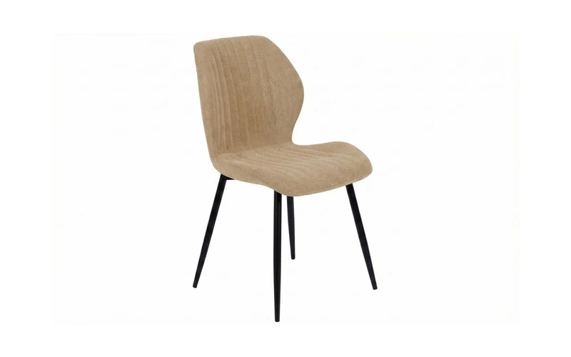 Chaise Jole en tissu beige pieds métal noir 47x58x85 cm