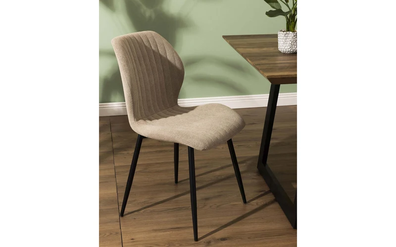 Chaise Jole en tissu beige pieds métal noir 47x58x85 cm